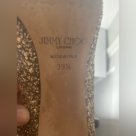 Jimmy Choo Romy Coarse Glitter Gold Fabric Pump Heels - Picture 7 of 9